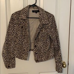 Leopard print denim jacket